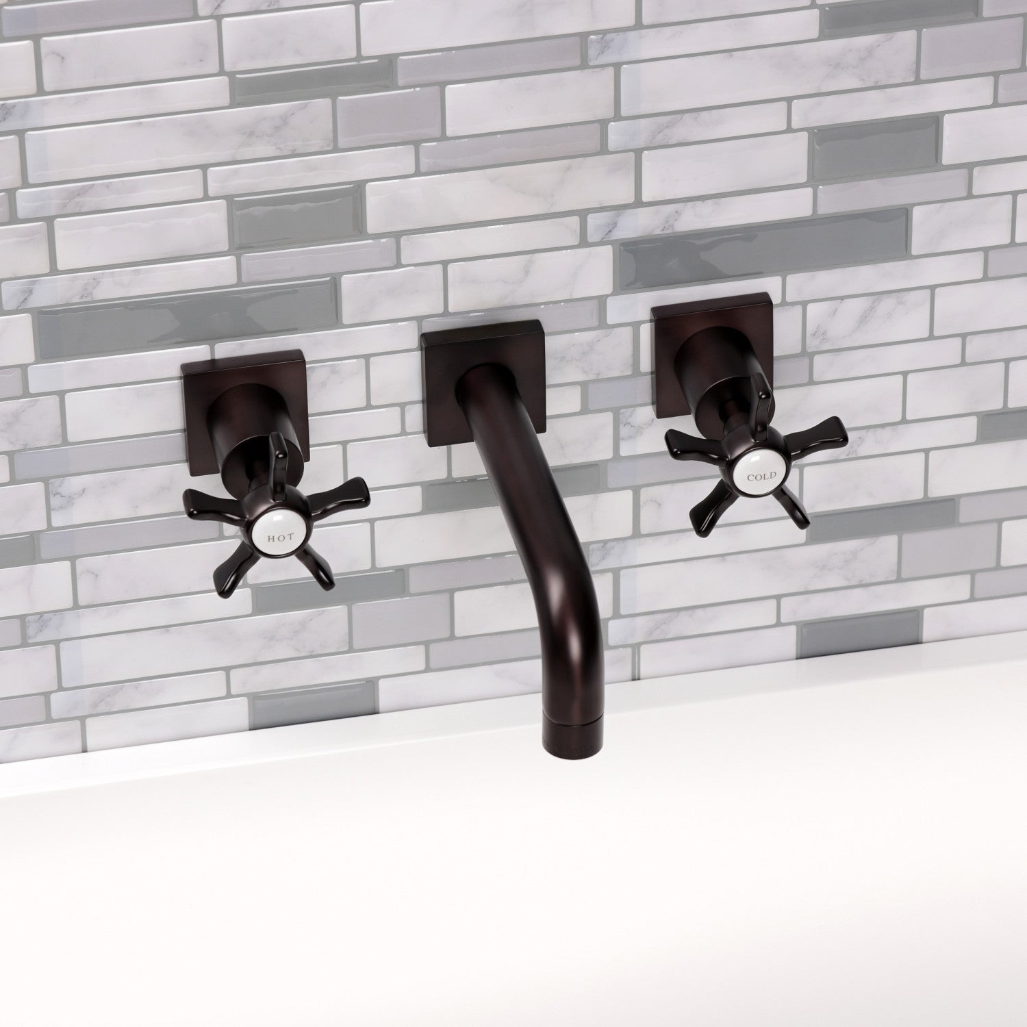 Kingston Sona KS6125NX - Hamilton Double-Handle 3-Hole Wall Mount Bathroom Faucet, Oil Rubbed Bronze — thumbnail 2